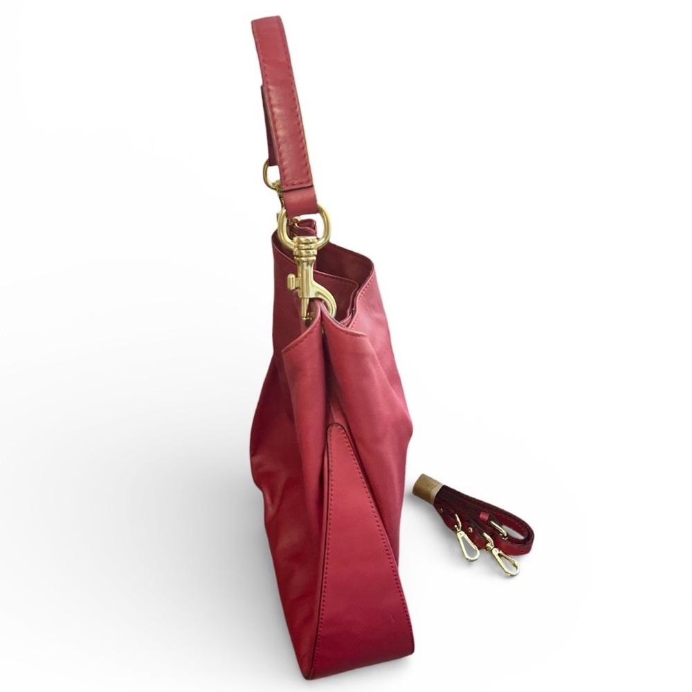 KUNA Red Leather Shoulder Bag by Beatrice ciabatti Italy old money purse - Picture 5 of 11
